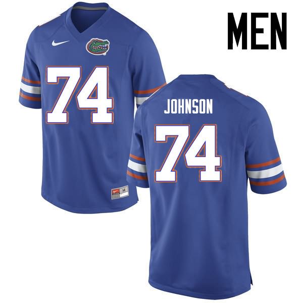 Men's NCAA Florida Gators Fred Johnson #74 Stitched Authentic Nike Blue College Football Jersey XDP8365DG